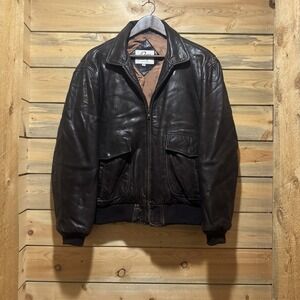 Remy Men's Leather Bomber Jacket Size 40 Brown Made In USA